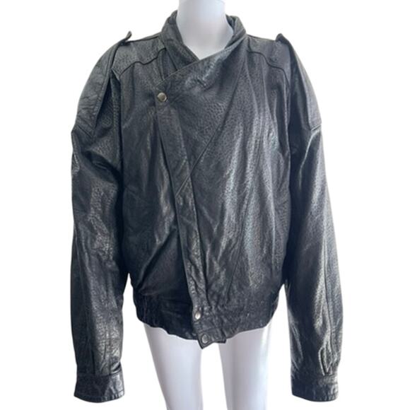 Vintage Byrnes & Baker Black Leather Bomber Jacket Men’s M 80s 90s Moto Biker - Picture 6 of 13